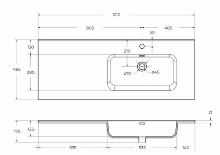 Раковина BelBagno BB1200ETL-R
